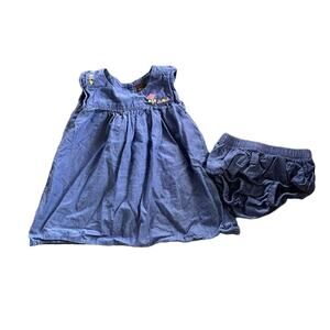 Tea Collection Girls Dress 9-12 Months and Diaper Cover Blue Summer